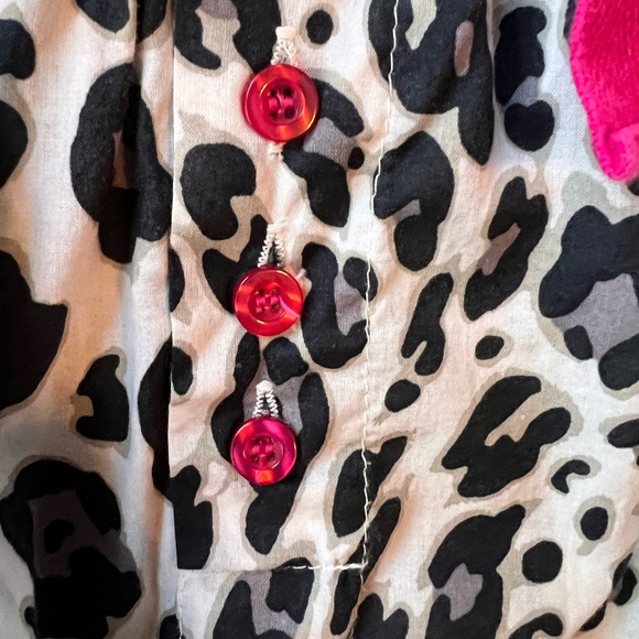 Y2K Leopard Coquette Pajama Set Pink Buttons Lounge Insomiax Size L - Picture 5 of 7